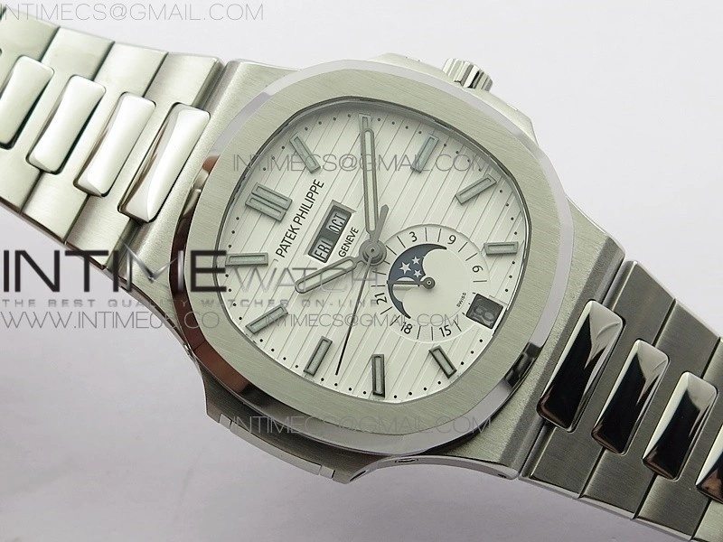 NAUTILUS 5726 SS GRF 1:1 BEST EDITION WHITE DIAL WORKING ANNUAL CALENDARON SS BRACELET A.324 V2